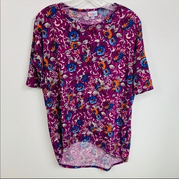 LuLaRoe Purple Floral Print Tunic Top Extra Small - Picture 9 of 9